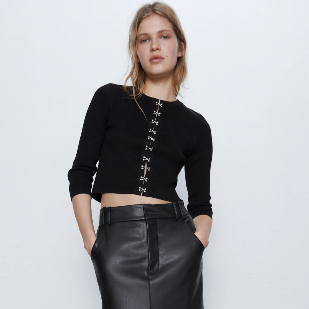 Zara Knit Cardigan Hook Eye Detail NEW SS20